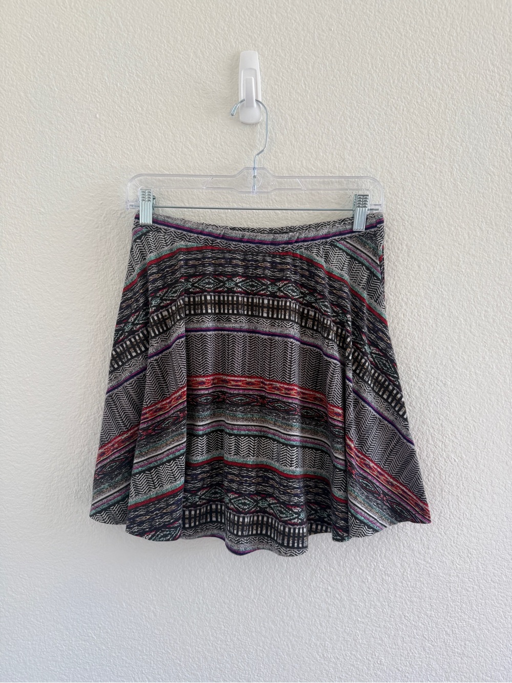 Mossimo Supply Co. Multistripe Circle Skater Skirt in Black, Gray, Purple & Red